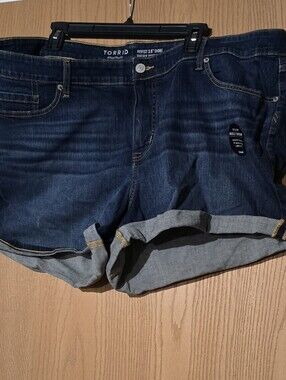 torrid Dark Blue Rolled Cuff Denim Shorts